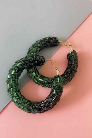 Glittery Green Hoops