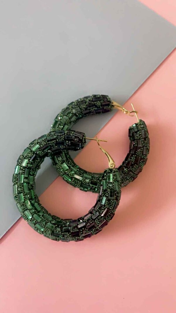 Glittery Green Hoops