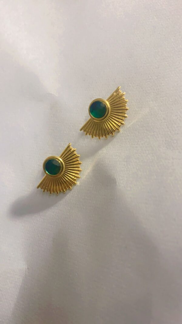 Green Stone Sun Earrings