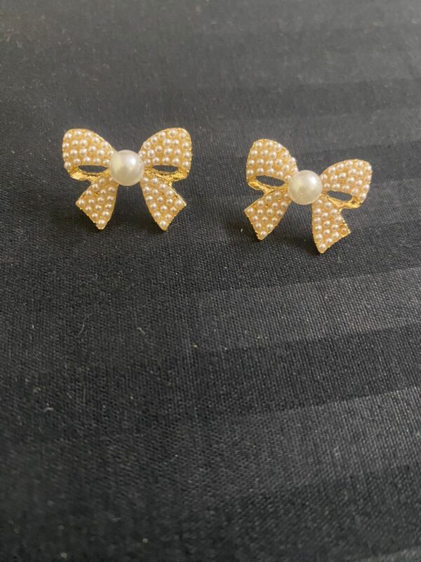Pearl Bow Earrings - Image 3