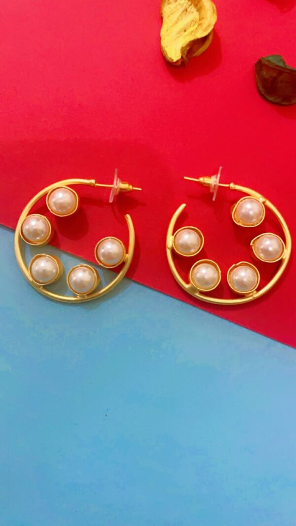 Pearl Brass Hoops Matte Golden