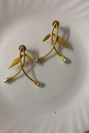 Golden Matte Leaf Earrings