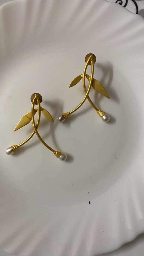 Golden Matte Leaf Earrings