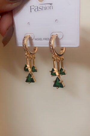Green Golden Dangler Earrings