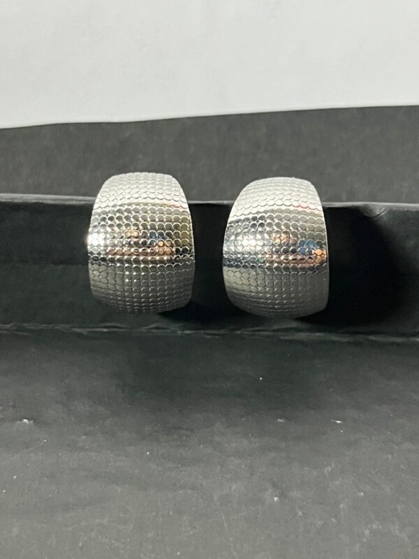 Silver Textured Hoops - Image 4