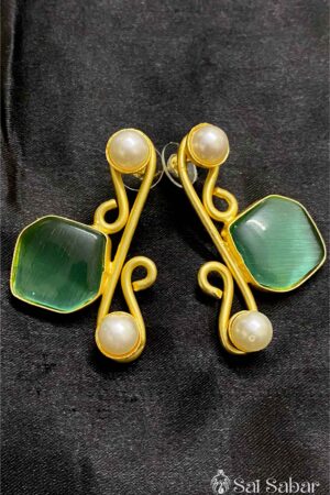 Brass Matte golden with Mint Mop Stone
