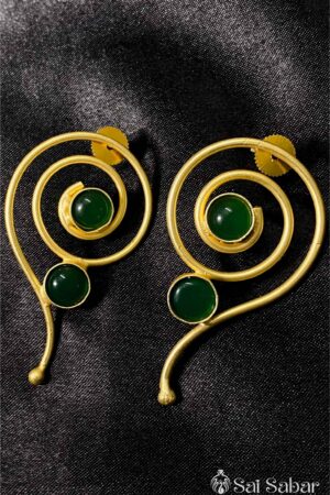Green Golden Spiral Earrings Indo Western
