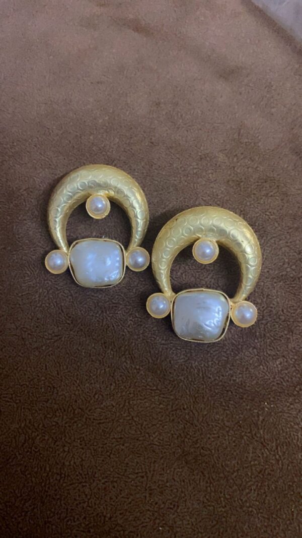 Pearl Brass Earrings