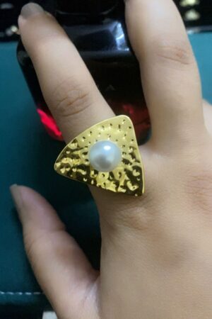 Triangle Pearl Statement Ring